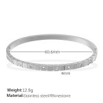 color: SZ213WES White Rhinestone Silver Bangle