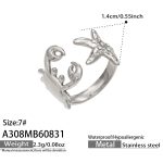 color: A308-Crab Starfish Steel Color Ring -Size 7