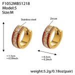 color: F1052-Red Color Zircon Earrings -Medium