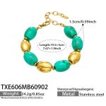 color: TXE606-Green Color Resin Gold Bracelet -19.5+5cm
