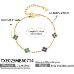 color: TXE025-Blue Color Zircon Gold Bracelet -17+5cm