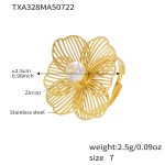 color: TXA328-Gold Flower Zircon Ring -Size 7