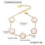 color: E568-Gold White Sea Shell Bracelet