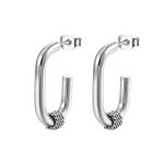color: Oval Welded Pin Earrings Steel Color MS-039