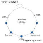 color: TXP511-Blue Color Glass Stone Steel Color Necklace 40+5cm