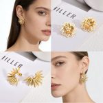 Gold pearl stainless steel earrings, exaggerated earrings, light luxury, high-end retro stud earrings for women, suitable for commuting.