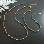 Natural Stone Stainless Steel Bead Accessories Bohemian Ethnic Necklace, Bracelet Set Certification