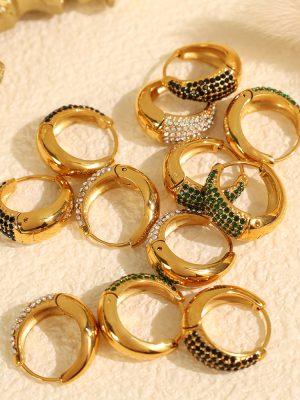 New Delicate Earrings round Design Diamond Simple Ear Clip Sweet Fine Jewelry 18K Gold Plating