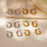 Geometric Oval Stainless Steel Earrings Women's 18K Advanced Earrings Light Luxury All-Match Earrings