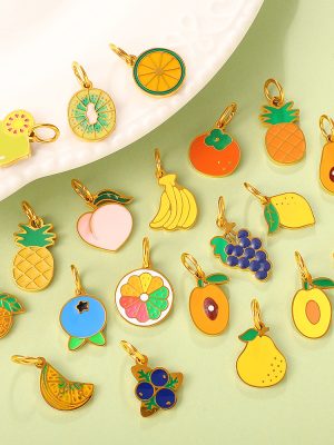 Dopamine Fruit Lemon Slice Drop Oil Necklace Bracelet Jewelry Accessories Fresh Pendant