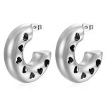 color: Cutout Big C Hollow Earrings Steel Color MS-221