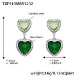 color: TXF510-Mixed Green Faceted Stone Steel Color Earrings