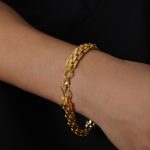 color: NE007-Gold Letter Lobster Clasp Bracelet -20cm