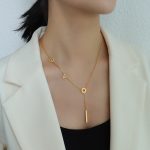 color: P025LOVE Tassel Necklace Gold 42+5cm