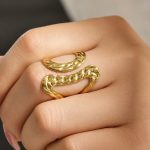 Geometric Irregular Ring Stainless Steel 18K Gold Plating Hollow Design Ring Set Suit