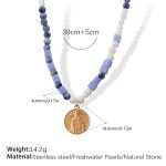 color: XL438BEG Natural Stone Gold Necklace