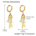color: TXF298-3 Sky Blue Color Little Fish Pendant Earrings