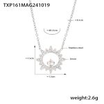 color: TXP161-Steel Color Sunflower Set with Zircon Necklace