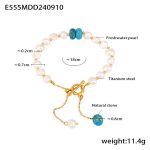 color: E555-Freshwater Pearl Blue Turquoise Bracelet