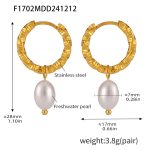 color: F1702-Gold Freshwater Pearl Earrings