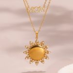 Super Flash Zircon Mom Letter Necklace SUNFLOWER Pendant Plated 18K Real Gold Ornament Mother's Day Gift