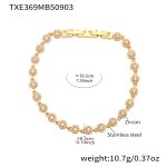 color: TXE369-Gold Round Zircon Bracelet 19cm
