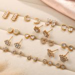 Stainless Steel Sequin Stud Earrings Ornament Light Luxury High-End Earrings Female Moon Crown Shape