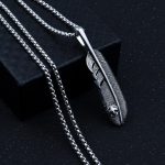 Feather leaf maple leaf geometric cross necklace stainless steel vintage pendant ornaments