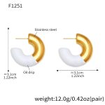 color: F1251-White Colored Glaze Earrings