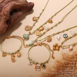 Woven DIY Ceramic Starfish Pendant Bracelet Stainless Steel 18K Gold Plating Shell Fish Necklace