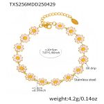 color: TXS256-Gold Small Chrysanthemum Flower Anklet 20+5cm