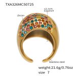 color: TXA326-Gold Multicolor Zircon Ring -Size 7