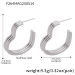 color: F264-Steel Color Three Layer Heart Geometric Earrings