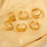 Elegant Stainless Steel Electroplated 18K Cold Personality Ring Women's Simple All-Match Forefinger Ring Combination