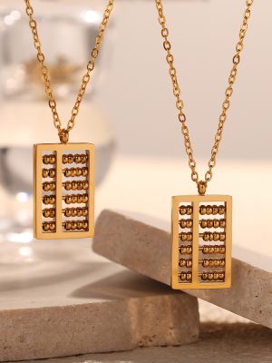 National Fashion National Ruyi Small Beads Abacus Pendant Animal Year Necklace Women's Stainless Steel PVD Electroplated Golden Clavicle