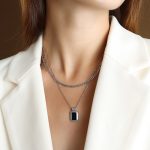 color: P1015-Large Double Layer Steel Color Necklace