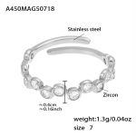 color: A450-Steel Color White Zircon Ring / size: US 7