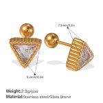 color: EH1028WEG White Stone Gold Stud Earrings