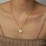color: P1630-Long Style Gold White Shell Necklace -45+5cm