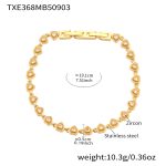 color: TXE368-Gold Heart Zircon Bracelet 19cm