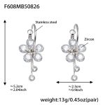 color: F608-Steel Color Zircon Earrings