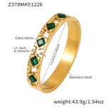 color: Z378-Gold Green Glass Zircon Bangle