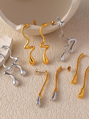 New Unique Design Exaggerated Earrings Stainless Steel Plated 18K Gold Gold and Silver Personality Ornament Women