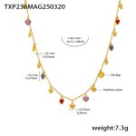 color: TXP236-Mixed Colors Heart Gold Necklace 40+5cm