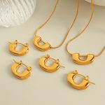 Retro Design U-Shaped Necklace Earrings Female Personality Simple Snake Bone Chain Stainless Steel Clavicle Decoration Set