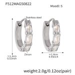 color: F512-Steel Color Zircon Earrings -S-10mm