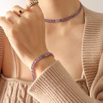 color: P1068-Purple Zircon Necklace -36cm