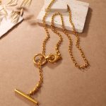 Metal Clasp Necklace Light Luxury Gold round Beads Versatile Design Sweater Chain