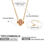 color: TXP225-Pink Color Zircon Gold Necklace -41.5+5cm