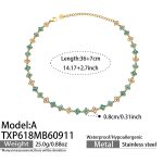 color: TXP618-A Style Blue Turquoise Gold Necklace -36+7cm